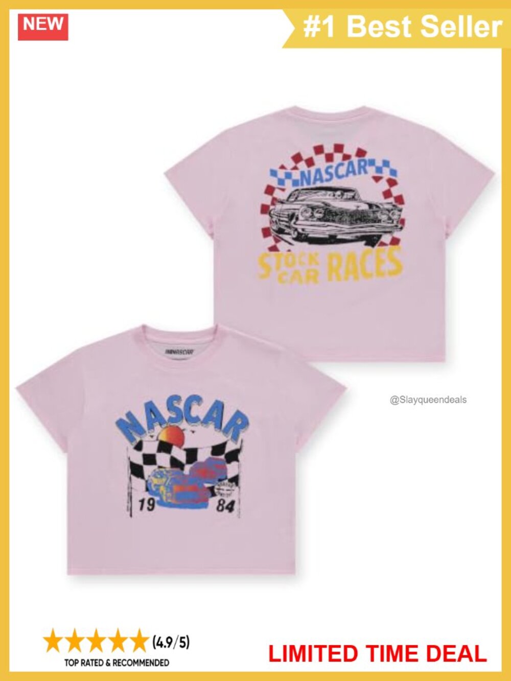 NASCAR Racing Graphic Crop Top Short Sleeve Crew Neck Tee